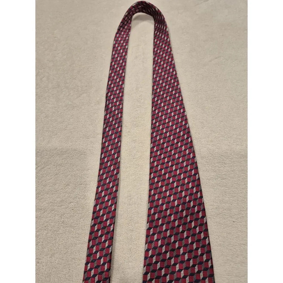 Croft & Barrow Ties Red Geometric Silk Necktie Men's Classic - Picture 8 of 8